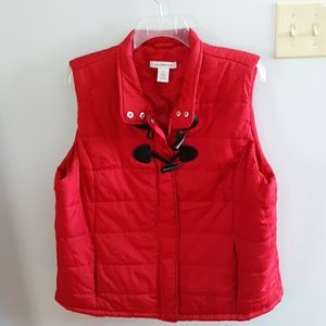 Red quilted vest